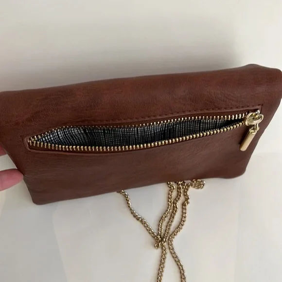 Francesca’s Brown and Gold Envelope Crossbody Bag - Picture 4 of 5